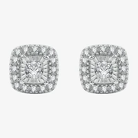 1/4 CT. T.W. Lab Grown White Diamond Sterling Silver 7.2mm Cushion Stud Earrings