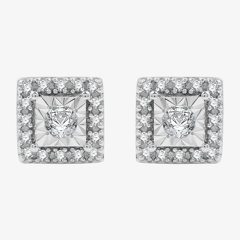 1/4 CT. T.W. Lab Grown White Diamond Sterling Silver 7.3mm Stud Earrings