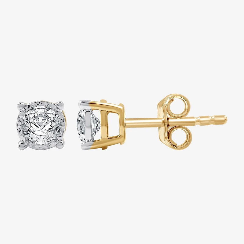(G / Si1-Si2) 1/2 CT. T.W. Lab Grown White Diamond Sterling Silver 5.3mm Round Stud Earrings
