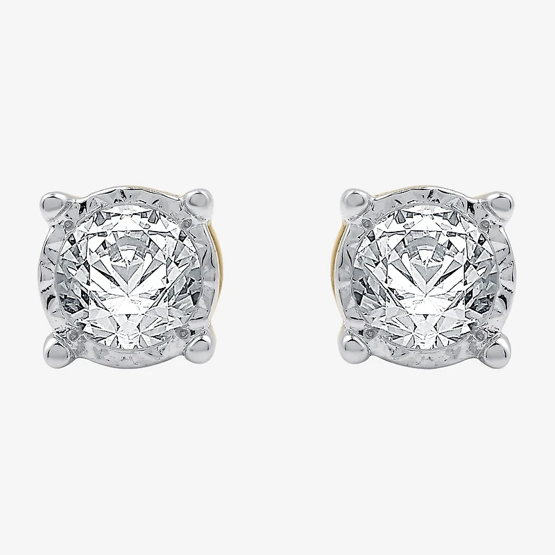 (G / Si1-Si2) 1/2 CT. T.W. Lab Grown White Diamond Sterling Silver 5.3mm Round Stud Earrings