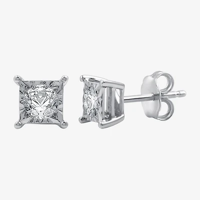 (G / Si1-Si2) 1/2 CT. T.W. Lab Grown White Diamond Sterling Silver 4.7mm Stud Earrings