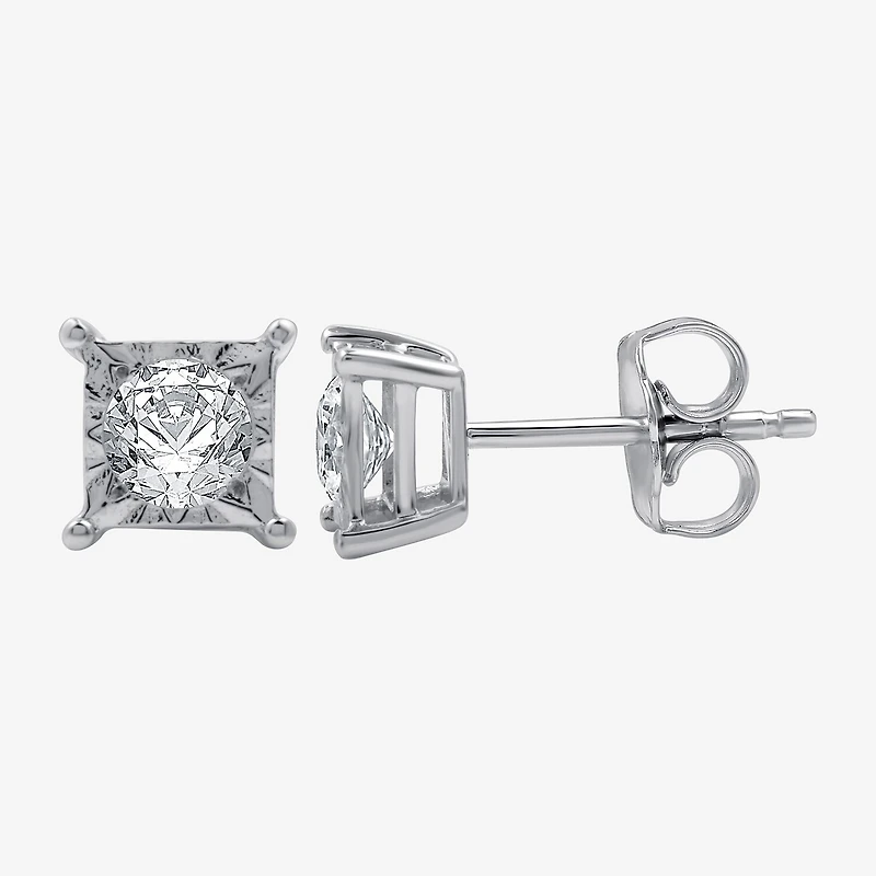 (G / Si1-Si2) 1/2 CT. T.W. Lab Grown White Diamond Sterling Silver 4.7mm Stud Earrings