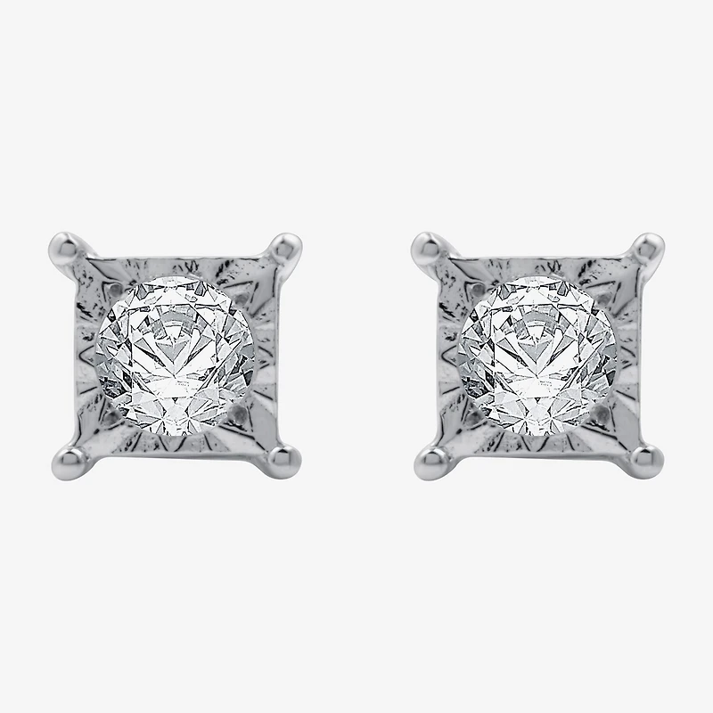 (G / Si1-Si2) 1/2 CT. T.W. Lab Grown White Diamond Sterling Silver 4.7mm Stud Earrings