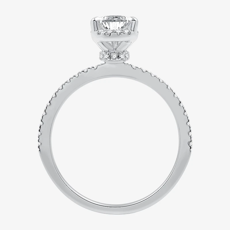 I Said Yes (G / Si1-Si2) Womens 1 CT. T.W. Lab Grown White Diamond Sterling Silver Pear Side Stone Halo Bridal Set