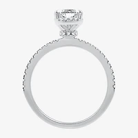 I Said Yes (G / Si1-Si2) Womens 1 CT. T.W. Lab Grown White Diamond Sterling Silver Pear Side Stone Halo Bridal Set