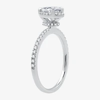 I Said Yes (G / Si1-Si2) Womens 1 CT. T.W. Lab Grown White Diamond Sterling Silver Pear Side Stone Halo Bridal Set