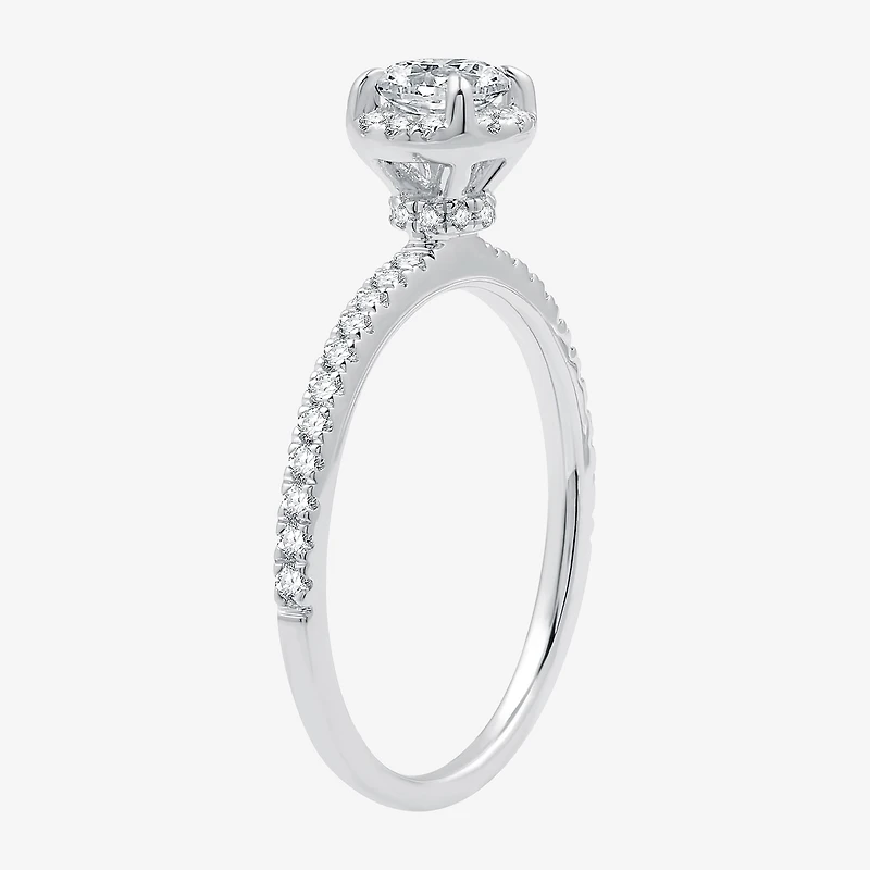 I Said Yes (G / Si1-Si2) Womens 1 CT. T.W. Lab Grown White Diamond Sterling Silver Round Side Stone Halo Bridal Set