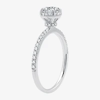 I Said Yes (G / Si1-Si2) Womens 1 CT. T.W. Lab Grown White Diamond Sterling Silver Round Side Stone Halo Bridal Set