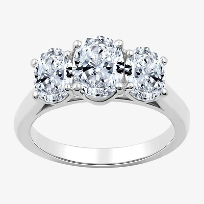 Love Lives Forever (G / Si1-Si2) Womens 2 CT. T.W. Lab Grown White Diamond 10K Gold Oval 3-Stone Engagement Ring