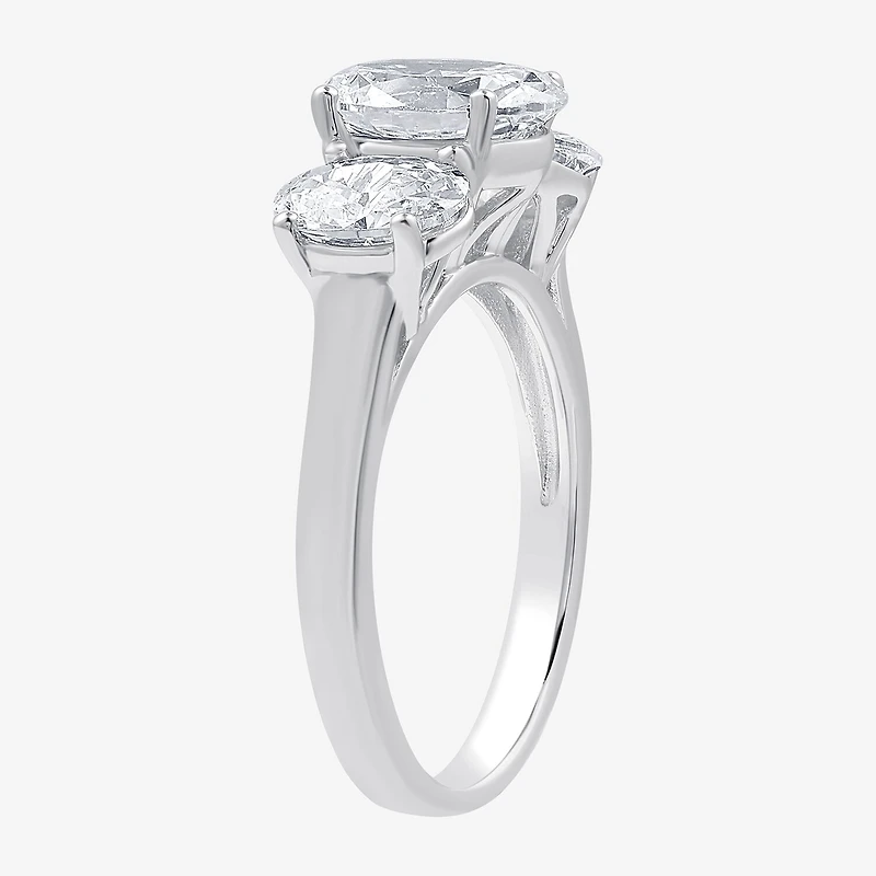 Love Lives Forever (G / Si1-Si2) Womens 3 CT. T.W. Lab Grown White Diamond 14K Gold Oval 3-Stone Engagement Ring