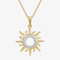 Womens 1/10 CT. T.W. Lab Grown White Diamond 14K Gold Over Silver Sterling Silver Sunburst 18 Inch Pendant Necklace