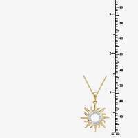 Womens 1/10 CT. T.W. Lab Grown White Diamond 14K Gold Over Silver Sterling Silver Sunburst 18 Inch Pendant Necklace