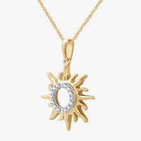 Womens 1/10 CT. T.W. Lab Grown White Diamond 14K Gold Over Silver Sterling Silver Sunburst 18 Inch Pendant Necklace