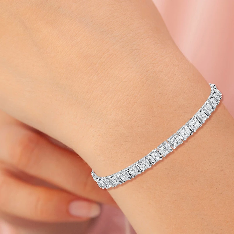 Womens 1/2 CT. T.W. Lab Grown White Diamond Sterling Silver 7.5 Inch Tennis Bracelet