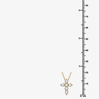 Womens 1/2 CT. T.W. Lab Grown White Diamond Sterling Silver Or 14K Gold Over Silver Cross Pendant Necklace
