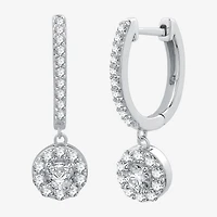 Womens 1 CT. T.W. Lab Grown White Diamond Sterling Silver 24.9mm Round Hoop Earrings
