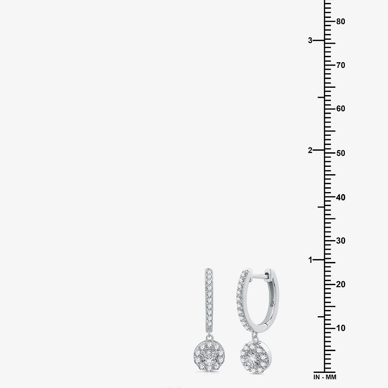 Womens 1 CT. T.W. Lab Grown White Diamond Sterling Silver 24.9mm Round Hoop Earrings