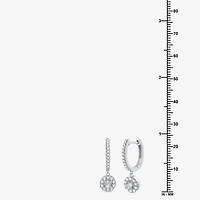 Womens 1 CT. T.W. Lab Grown White Diamond Sterling Silver 24.9mm Round Hoop Earrings