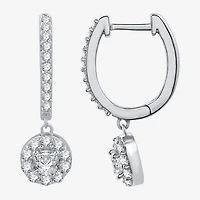 Womens 1 CT. T.W. Lab Grown White Diamond Sterling Silver 24.9mm Round Hoop Earrings