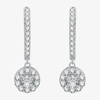 Womens 1 CT. T.W. Lab Grown White Diamond Sterling Silver 24.9mm Round Hoop Earrings