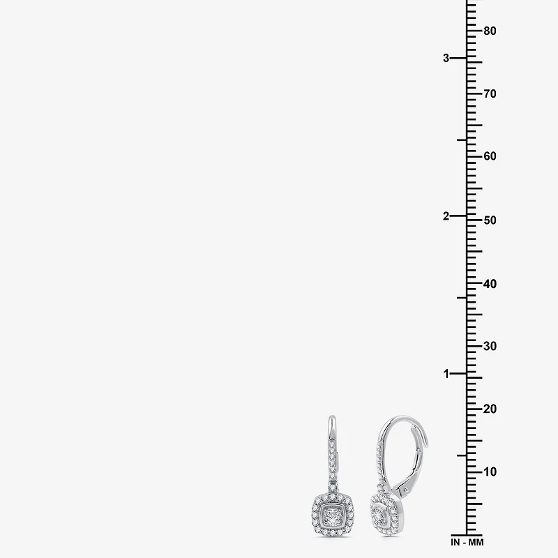 Womens 1/2 CT. T.W. Lab Grown White Diamond Sterling Silver 19mm Cushion Hoop Earrings