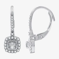 Womens 1/2 CT. T.W. Lab Grown White Diamond Sterling Silver 19mm Cushion Hoop Earrings