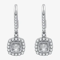 Womens 1/2 CT. T.W. Lab Grown White Diamond Sterling Silver 19mm Cushion Hoop Earrings