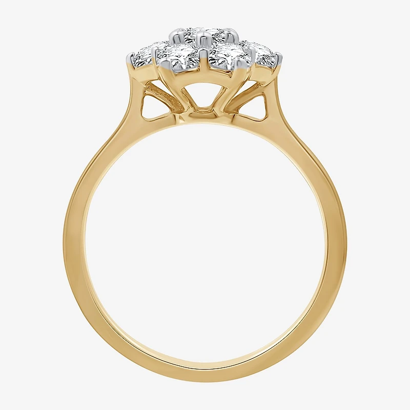 Womens 1 CT. T.W. Lab Grown White Diamond 14K Gold Over Silver Sterling Cocktail Ring