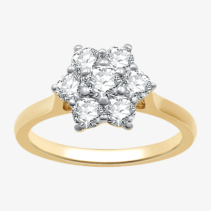 Womens 1 CT. T.W. Lab Grown White Diamond 14K Gold Over Silver Sterling Cocktail Ring