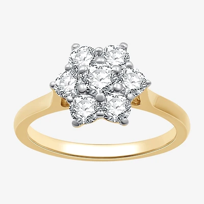 Womens 1 CT. T.W. Lab Grown White Diamond 14K Gold Over Silver Sterling Cocktail Ring