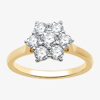 Womens 1 CT. T.W. Lab Grown White Diamond 14K Gold Over Silver Sterling Cocktail Ring