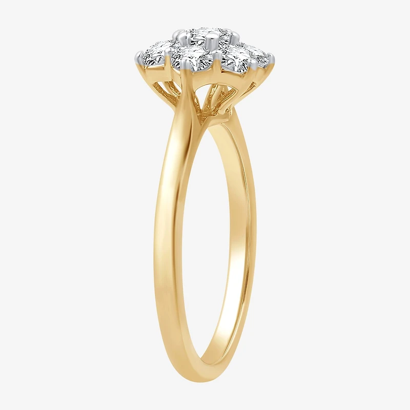 Womens 1 CT. T.W. Lab Grown White Diamond 14K Gold Over Silver Sterling Cocktail Ring