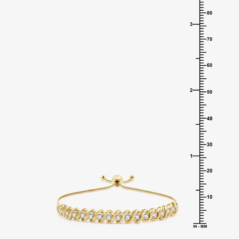 Womens 1 CT. T.W. Lab Grown White Diamond Sterling Silver Bolo Bracelet