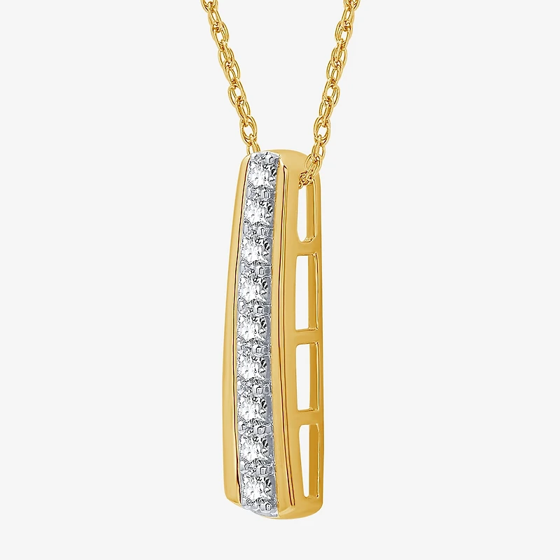 Womens 1/2 CT. T.W. Lab Grown White Diamond 14K Gold Over Silver Bar 18 Inch Pendant Necklace
