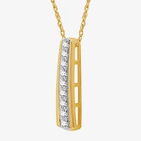 Womens 1/2 CT. T.W. Lab Grown White Diamond 14K Gold Over Silver Bar 18 Inch Pendant Necklace