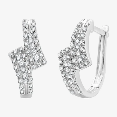 Womens 1/2 CT. T.W. Lab Grown White Diamond Sterling Silver 17.1mm Hoop Earrings