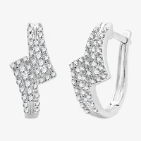 Womens 1/2 CT. T.W. Lab Grown White Diamond Sterling Silver 17.1mm Hoop Earrings
