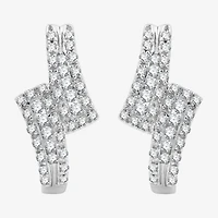 Womens 1/2 CT. T.W. Lab Grown White Diamond Sterling Silver 17.1mm Hoop Earrings