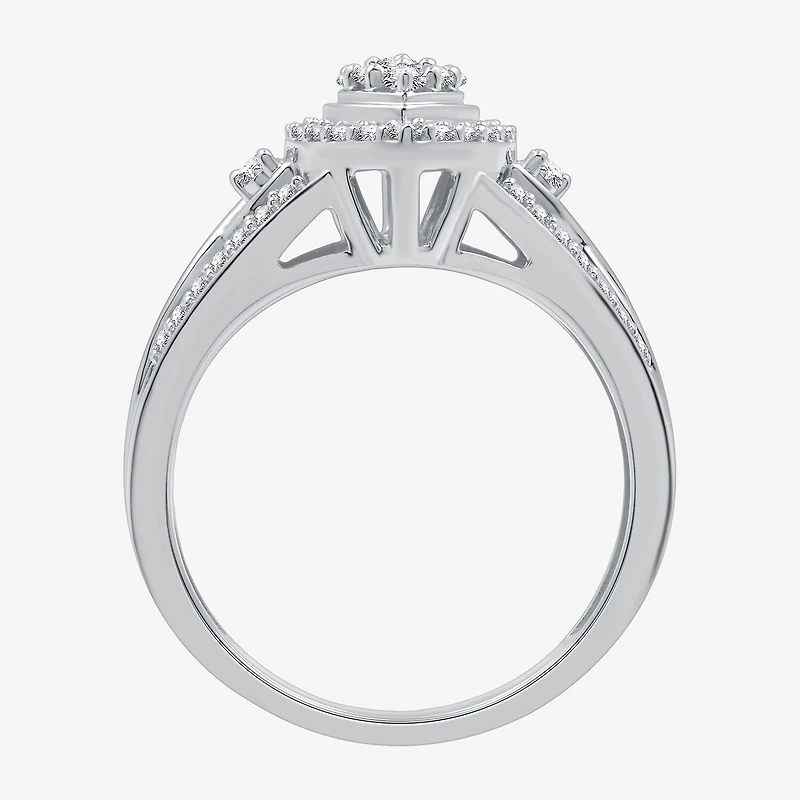 Womens 20MM 1/2 CT. T.W. Lab Grown White Diamond Sterling Silver Crossover Side Stone Band