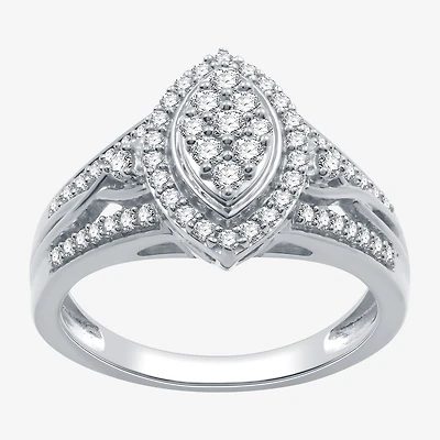 Womens 20MM 1/2 CT. T.W. Lab Grown White Diamond Sterling Silver Crossover Side Stone Band