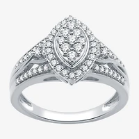Womens 20MM 1/2 CT. T.W. Lab Grown White Diamond Sterling Silver Crossover Side Stone Band