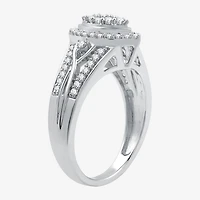 Womens 20MM 1/2 CT. T.W. Lab Grown White Diamond Sterling Silver Crossover Side Stone Band