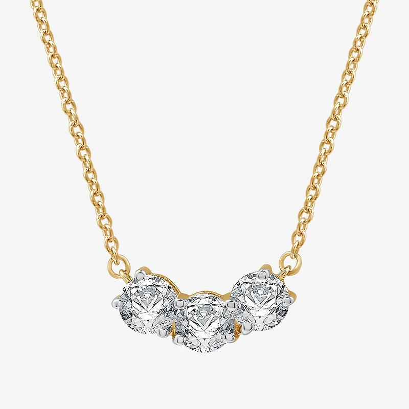Womens 1 CT. T.W. Lab Grown White Diamond Sterling Silver 17 1/2 Inch Pendant Necklace