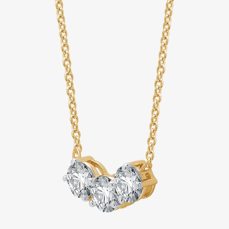 Womens 1 CT. T.W. Lab Grown White Diamond Sterling Silver 17 1/2 Inch Pendant Necklace
