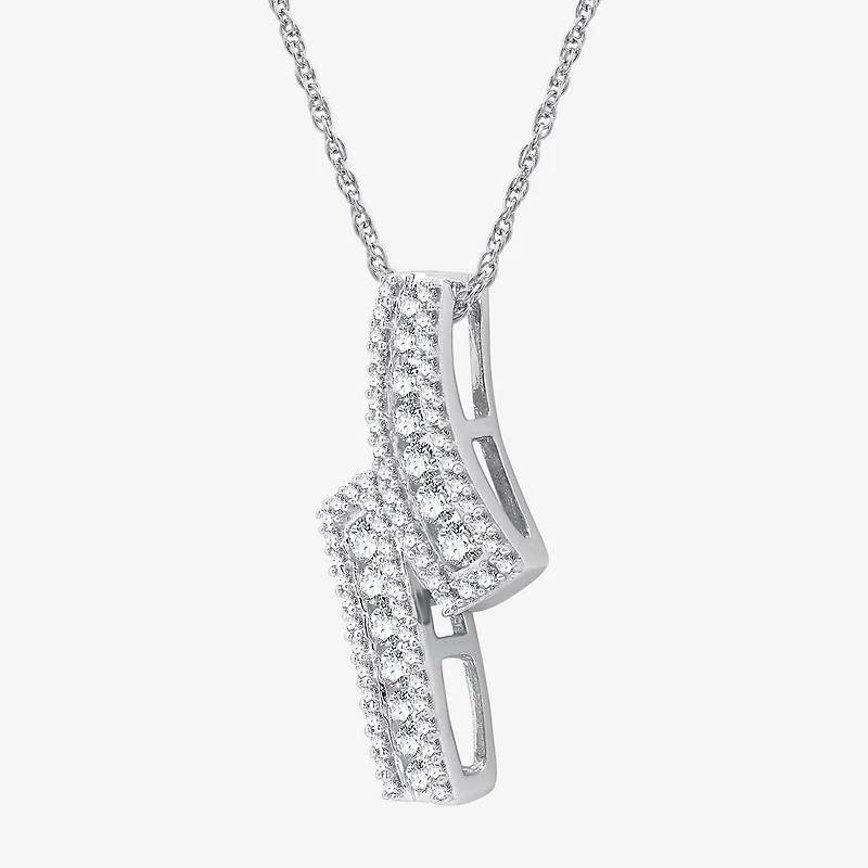 Womens 1/2 CT. T.W. Lab Grown White Diamond Sterling Silver 18 Inch Pendant Necklace