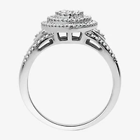 Womens 1/2 CT. T.W. Lab Grown White Diamond Sterling Silver Heart Side Stone Band