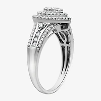 Womens 1/2 CT. T.W. Lab Grown White Diamond Sterling Silver Heart Side Stone Band