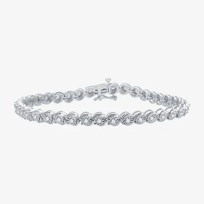 Womens 1 CT. T.W. Lab Grown White Diamond Sterling Silver 7.5 Inch Tennis Bracelet