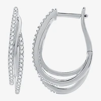 Womens 1/3 CT. T.W. Lab Grown White Diamond Sterling Silver 22.8mm Hoop Earrings