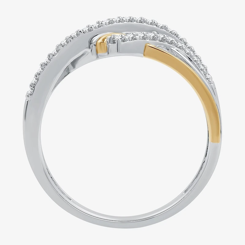 Womens 1/4 CT. T.W. Lab Grown White Diamond 14K Gold Over Silver Sterling Cocktail Ring
